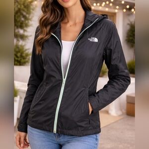The North Face Women's Black Jacket Size L Lightweight Full Zip Logo Coat